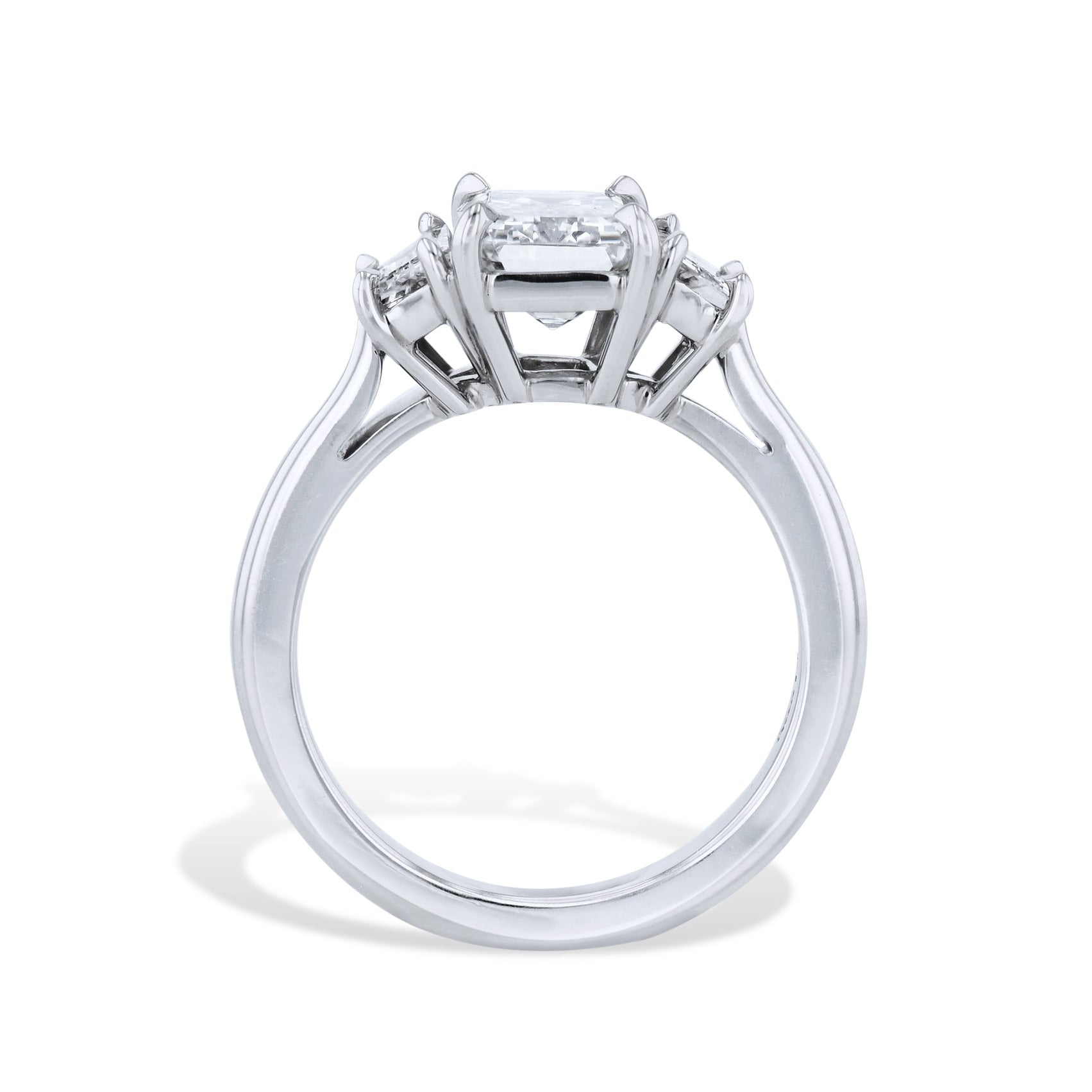 Platinum Emerald Cut Diamond with Trapazoids Side Stones Engagement Ring Engagement Rings Curated by H