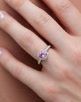 Intense Pink Sapphire Pave Diamond Platinum Ring Rings H&H Jewels
