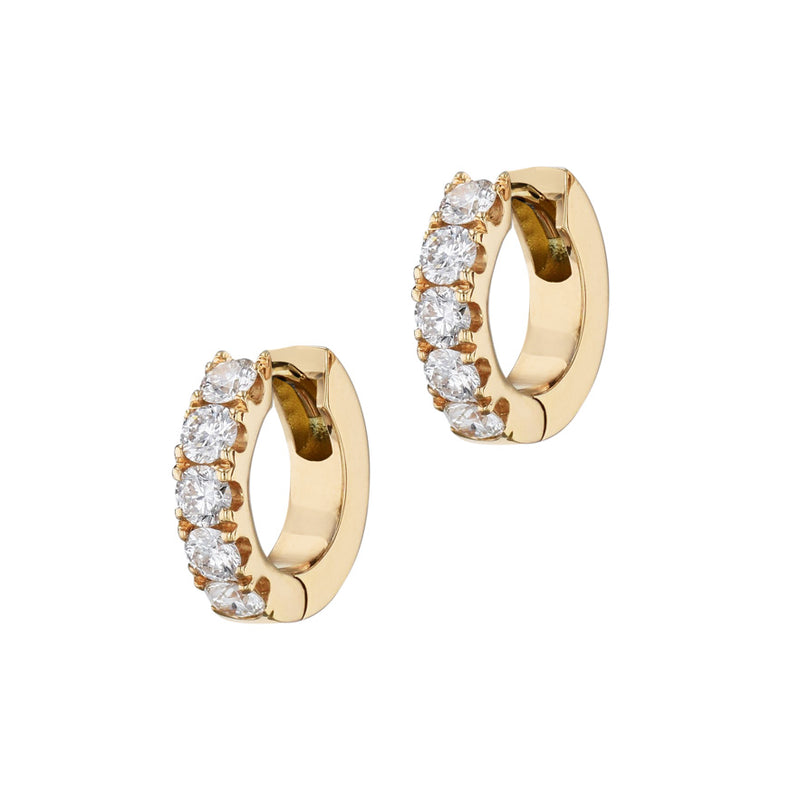 18kt Yellow Gold Diamond Hoop Earrings Earrings Curated by H