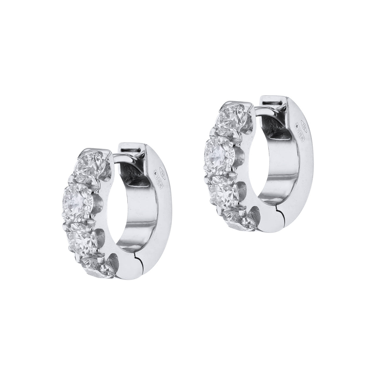 White Gold Diamond Hoop Earrings Earrings Curated by H