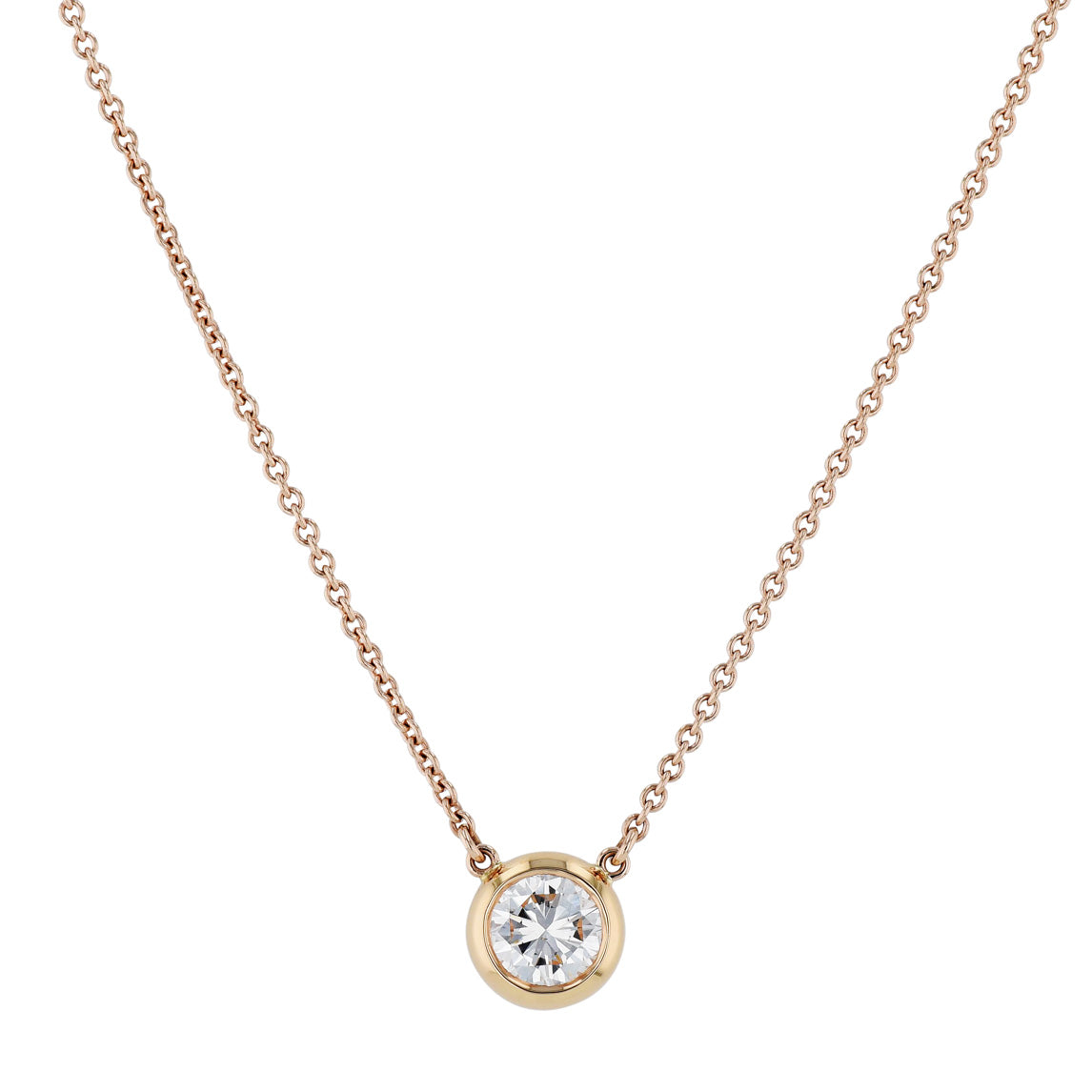 Round Diamond Rose Gold Pendant Necklace Necklaces H&amp;H Jewels