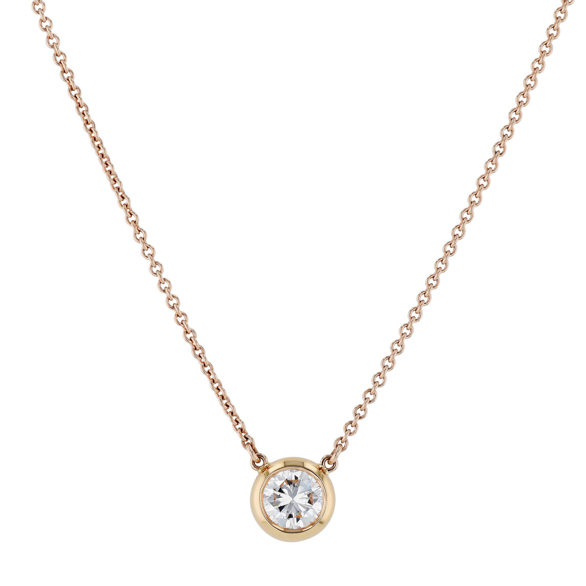 Round Diamond Rose Gold Pendant Necklace Necklaces H&H Jewels