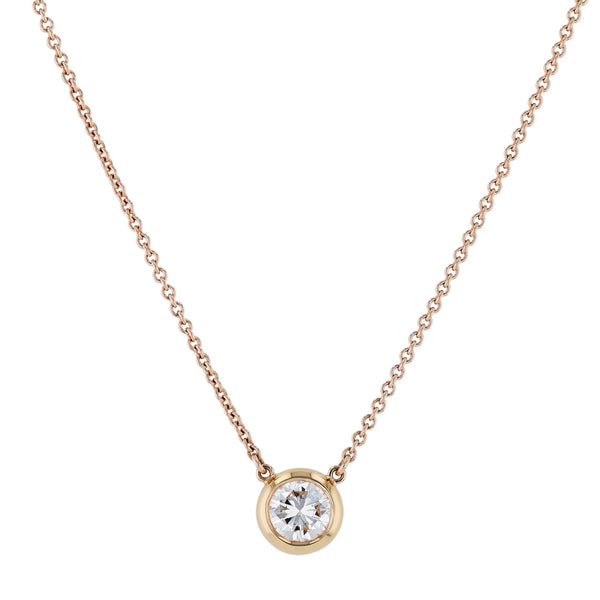 Round Diamond Rose Gold Pendant Necklace Necklaces H&H Jewels