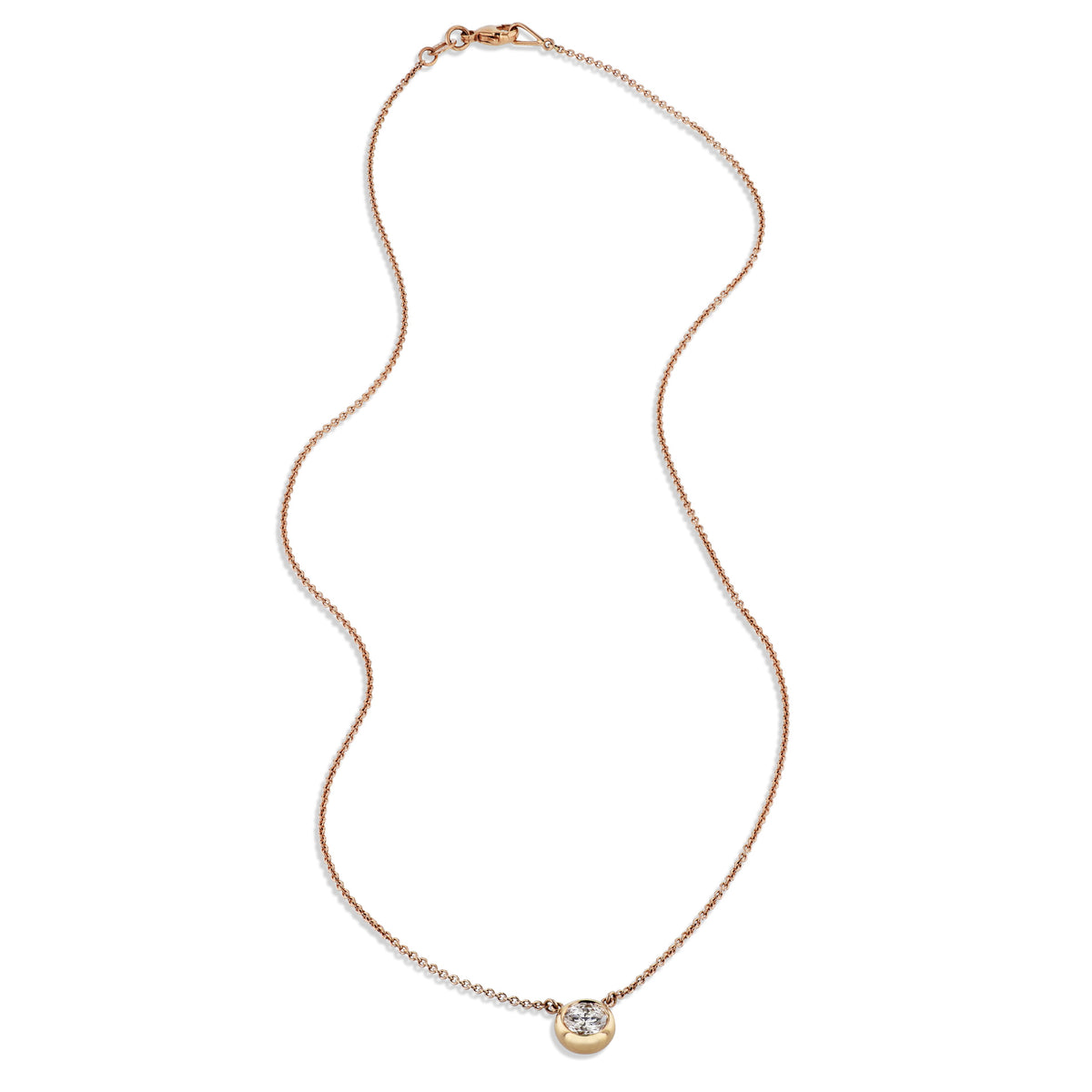 Round Diamond Rose Gold Pendant Necklace - Alternate View 1
