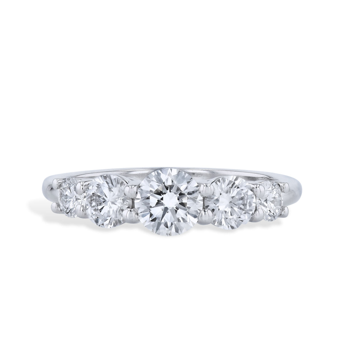 5 Stone Diamond Platinum Band Ring Rings H&H Jewels