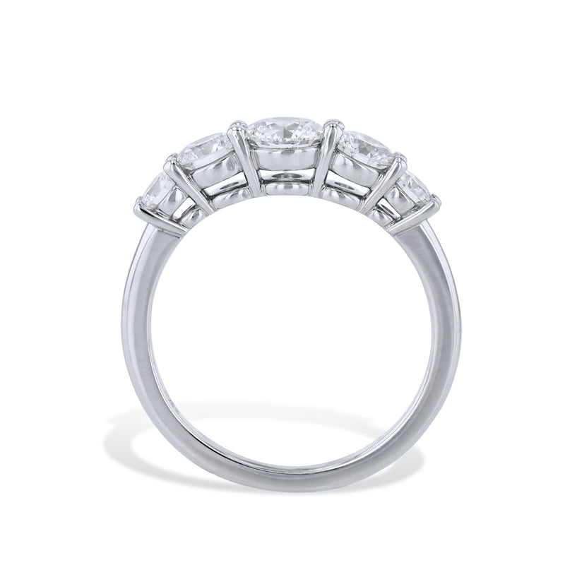 5 Stone Diamond Platinum Band Ring Rings H&H Jewels