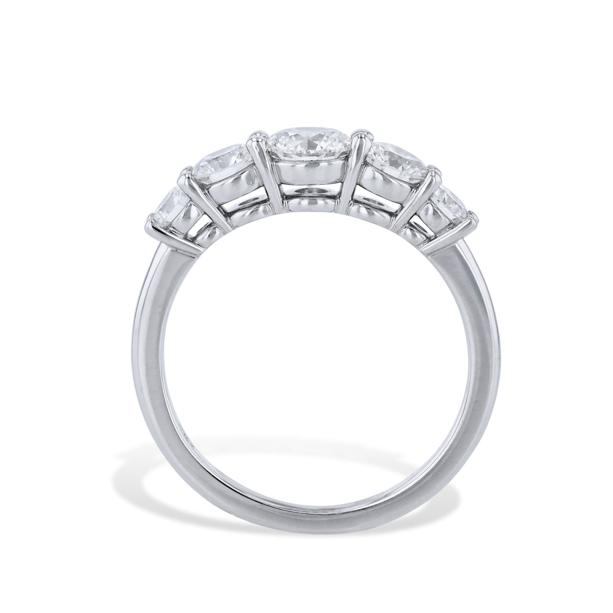 5 Stone Diamond Platinum Band Ring - Alternate View 1