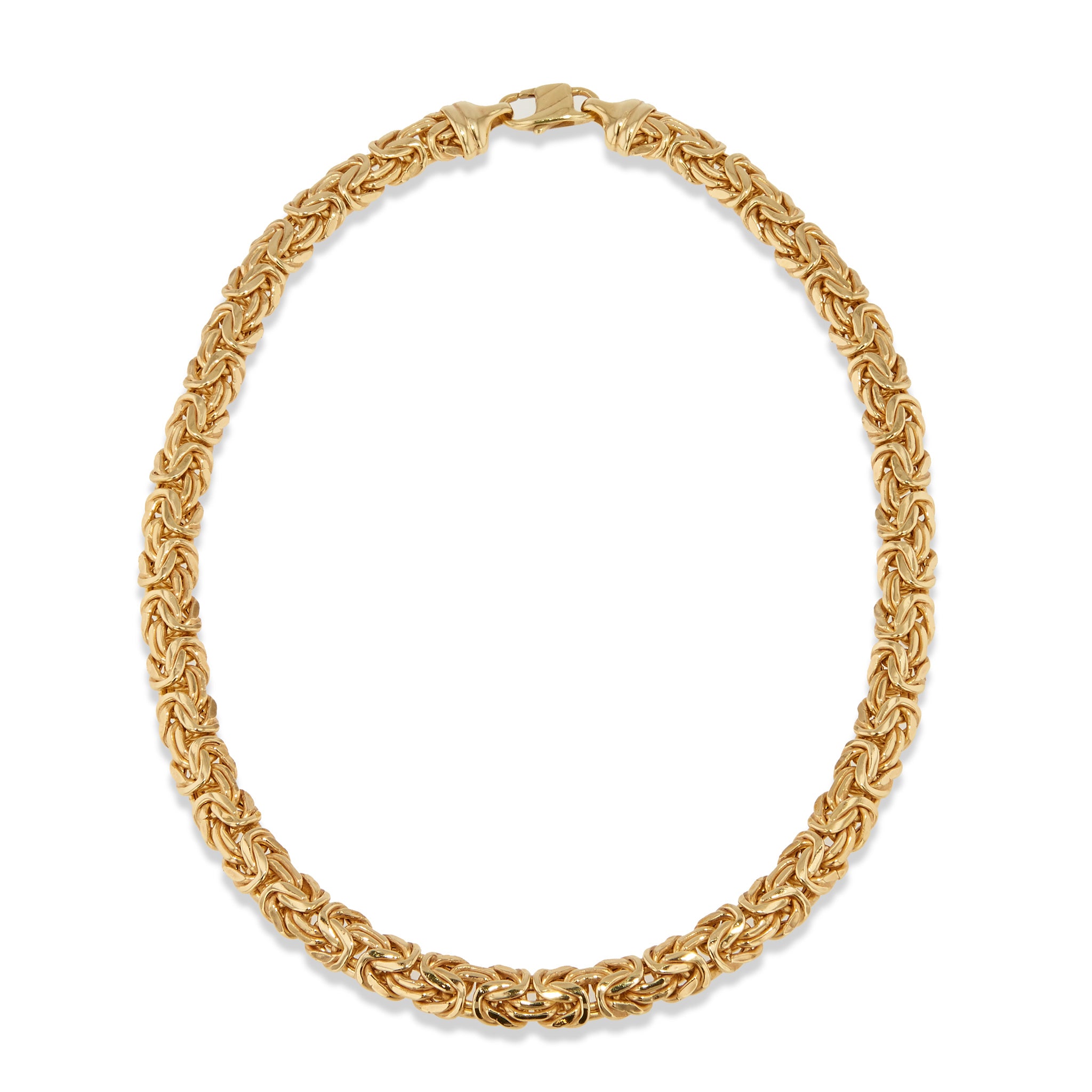 Yellow Gold Italian Byzantine Chain Necklace Bracelets Estate &amp; Vintage