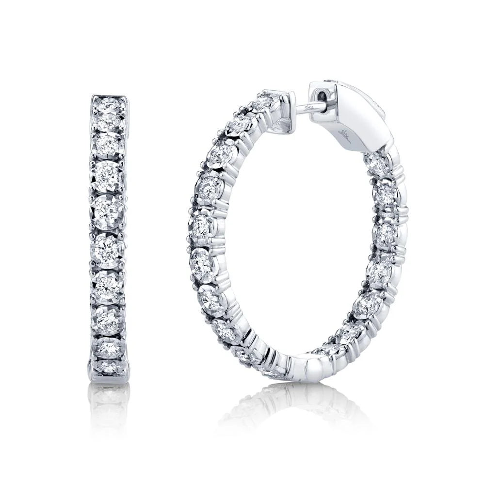 14kt White Gold Diamond Pave Hoop Earrings Earrings Shy Creation