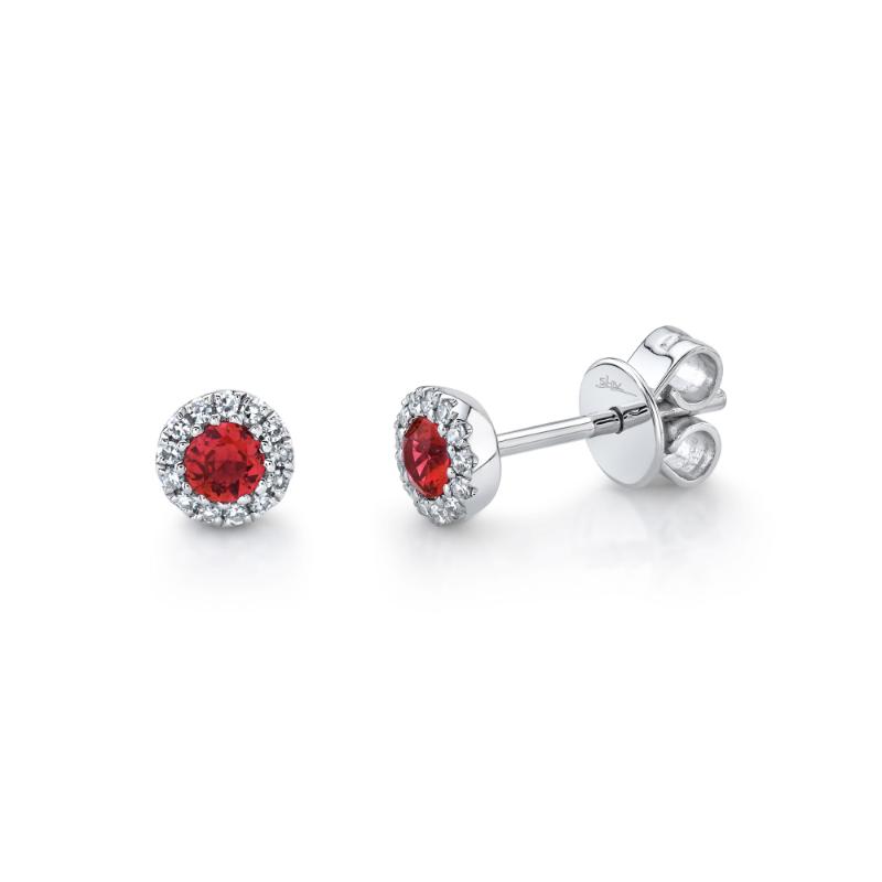 14kt. White gold Ruby and Diamond Stud Earrings Earrings Shy Creation