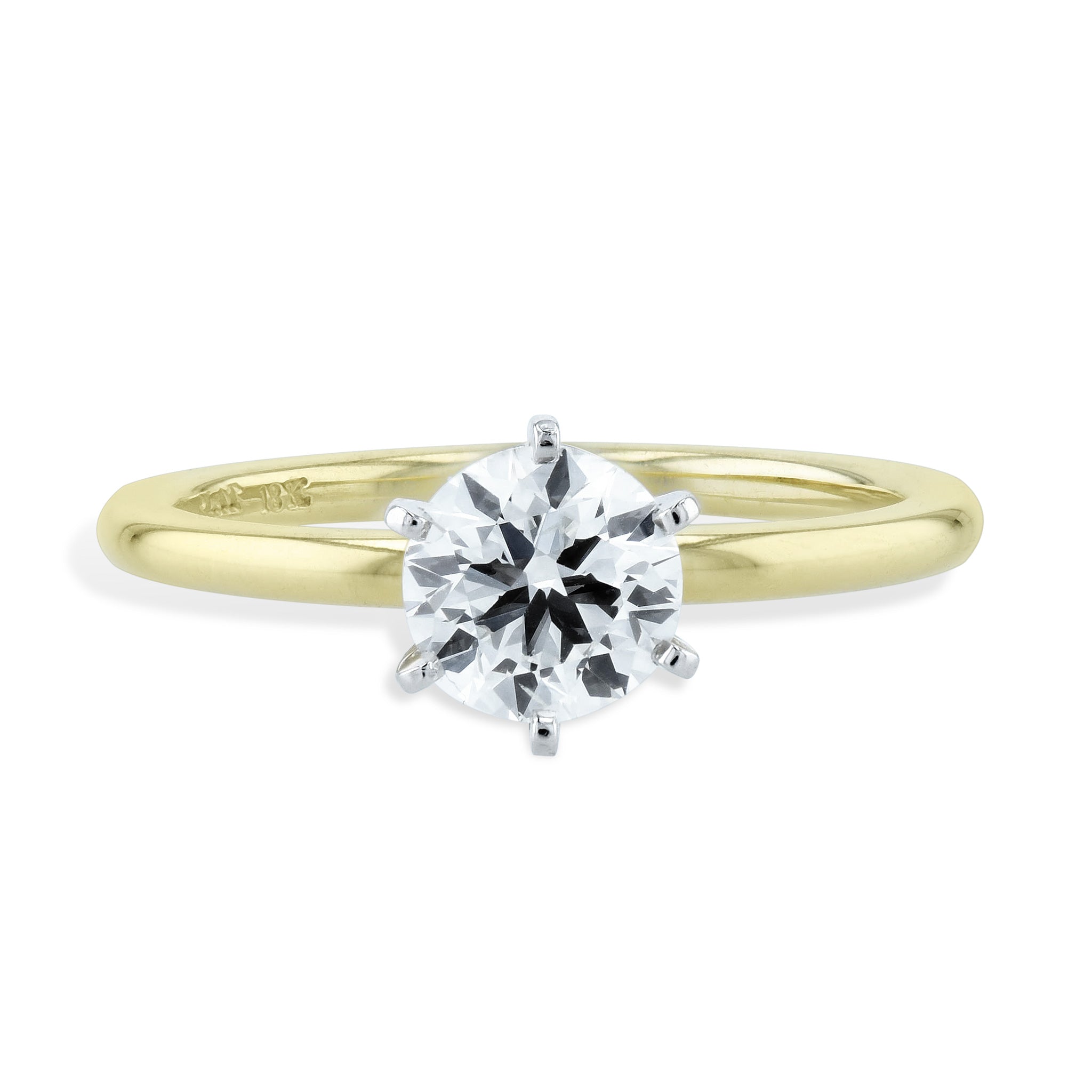 Round Diamond Yellow Gold and Platinum Engagement Ring Engagement Rings Estate &amp; Vintage