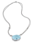 Aquamarine Pendant on Diamond Cable Link Chain Estate Necklace Necklaces Estate & Vintage