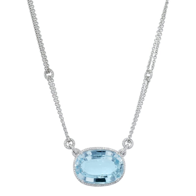 45.60 Ct Aquamarine and Diamond Estate Pendant Necklace Necklaces Estate & Vintage