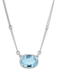 Aquamarine Pendant on Diamond Cable Link Chain Estate Necklace Necklaces Estate & Vintage