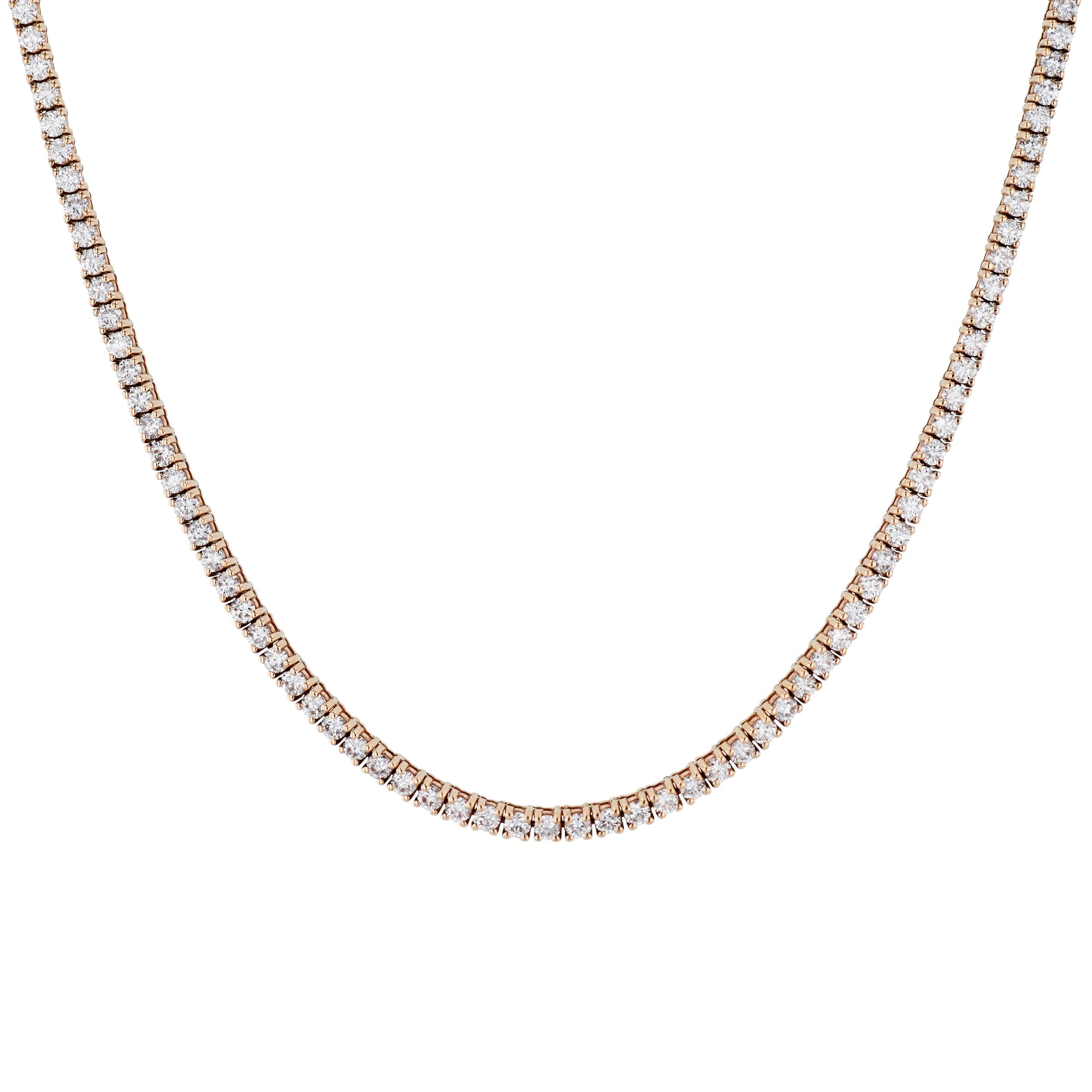 18kt Rose Gold Diamond Tennis Necklace Necklaces H&amp;H Jewels