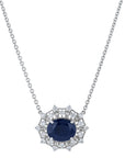 Oval Sapphire Diamond Pave Estate Necklace Necklaces Estate & Vintage