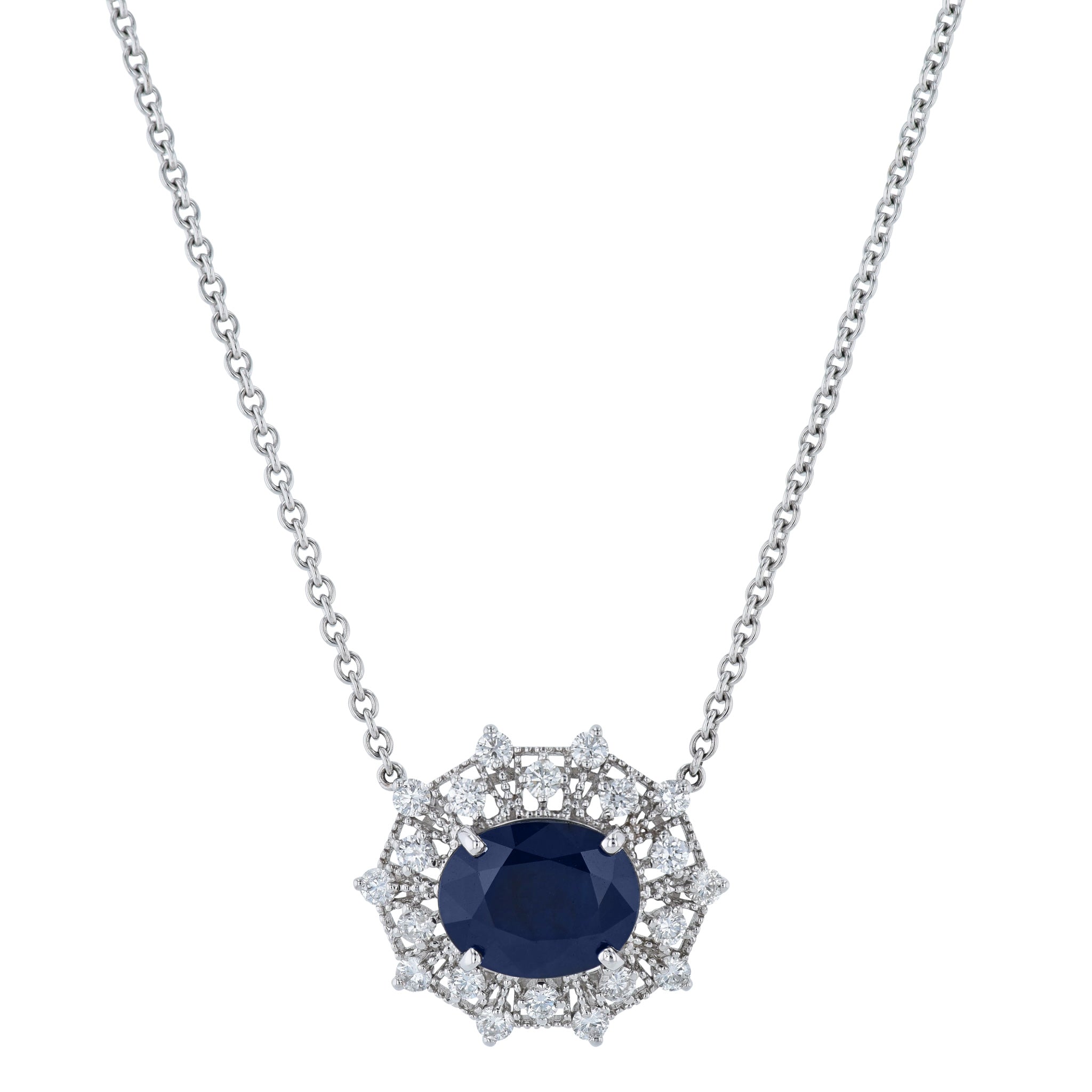 Sapphire Oval Stone Pageant Necklace | Evening Necklace | L&M Bling -  lmbling