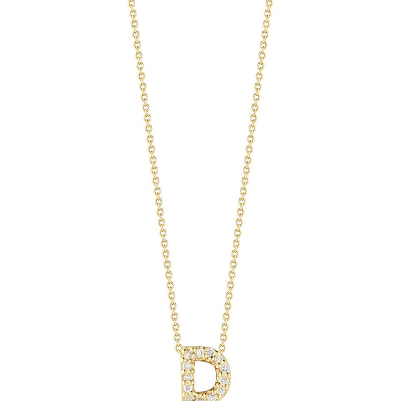 18kt Yellow Gold Tiny Treasures Diamond Love Letter "D" Pendant Necklaces Roberto Coin