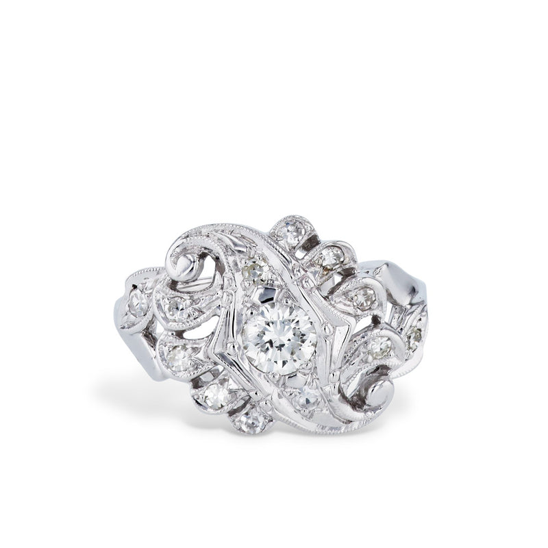 1950's Diamond White Gold Estate Ring Rings Estate & Vintage