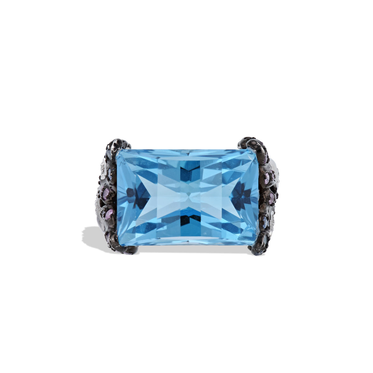 London Blue Topaz Diamond Sapphire Estate Ring Rings Estate & Vintage