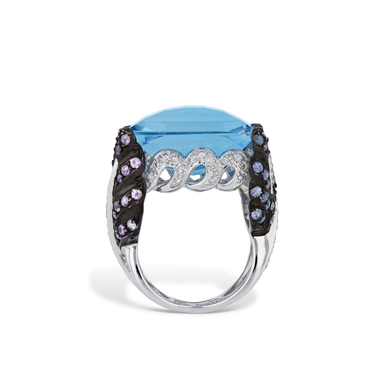 London Blue Topaz Diamond Sapphire Estate Ring - Alternate View 1