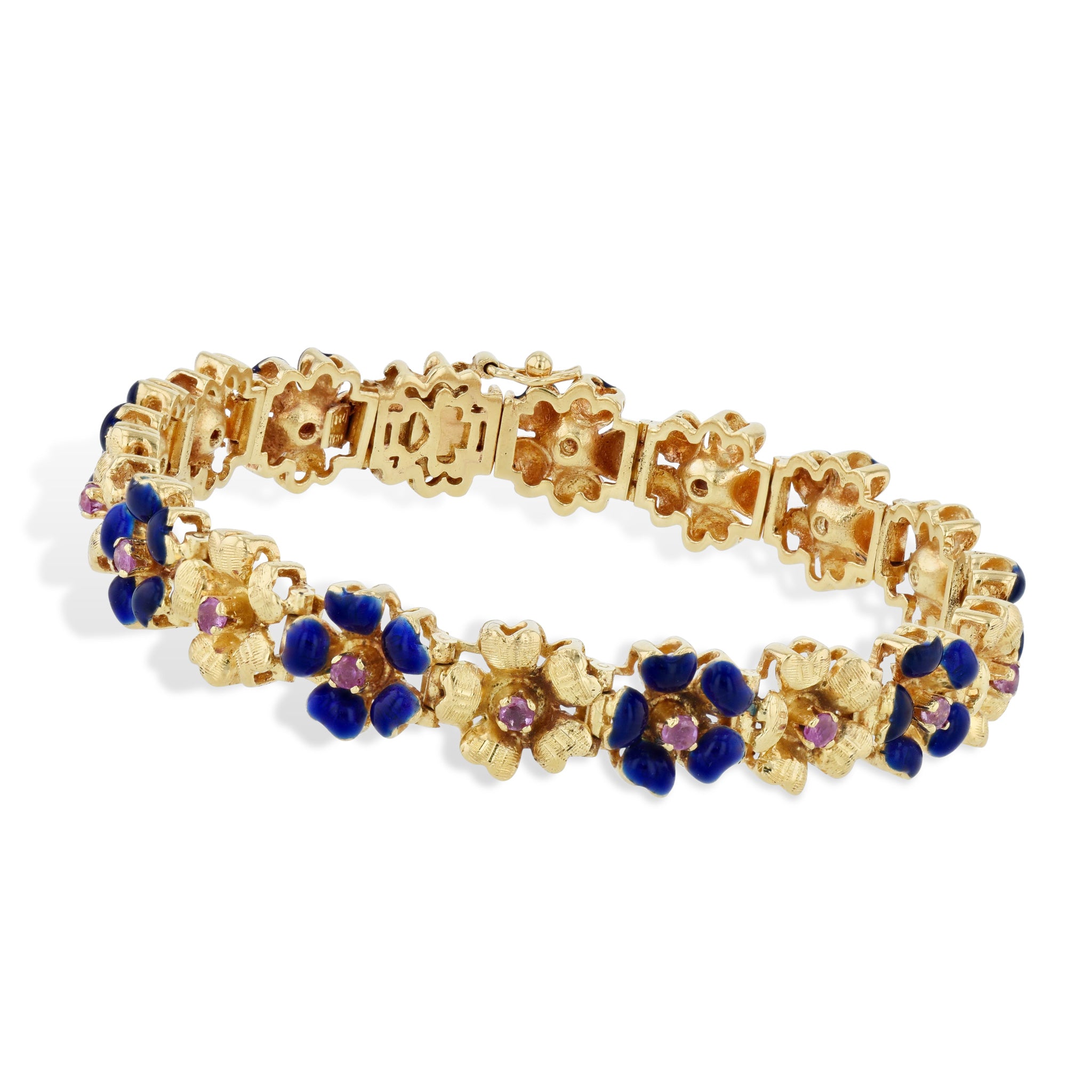 Ruby Yellow Gold Royal Blue Enamel Estate Bracelet Bracelets Estate &amp; Vintage
