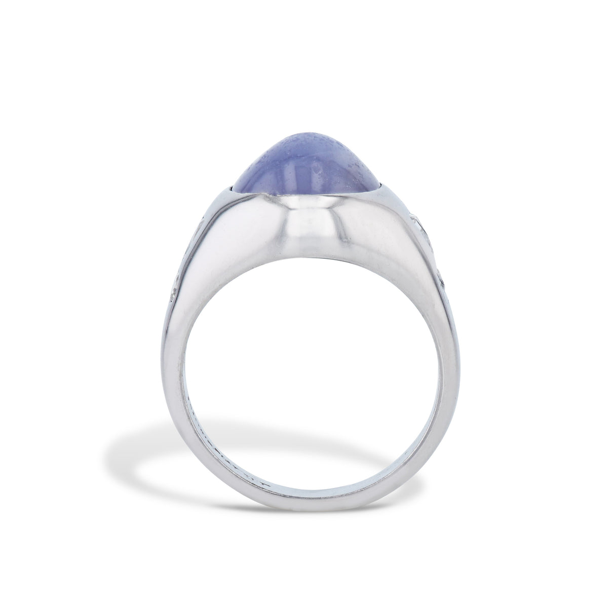 Star Sapphire Diamond Platinum Estate Ring - Alternate View 1