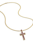 Ruby and Diamond Yellow Gold Cross Pendant Estate Necklace Necklaces Estate & Vintage