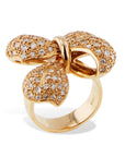 Yellow Gold Pave Diamond Bow Ring Rings Estate & Vintage
