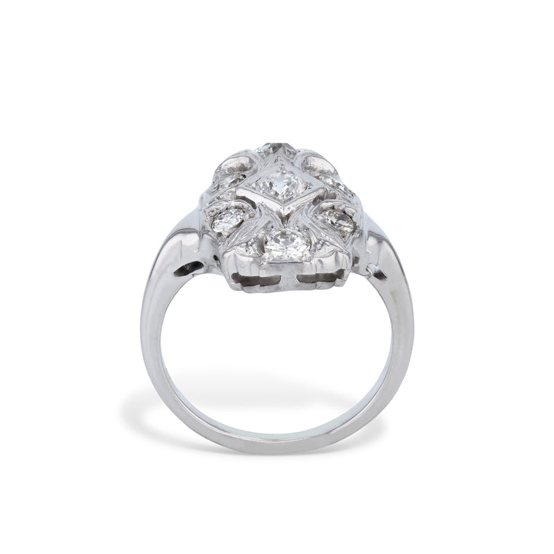 Diamond and White Gold Estate Panel Ring Engagement Rings Estate & Vintage