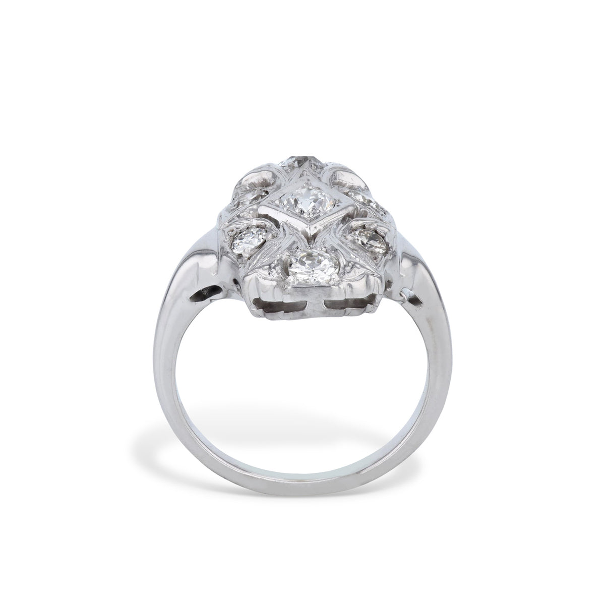 Diamond and White Gold Estate Panel Ring - Alternate View 1