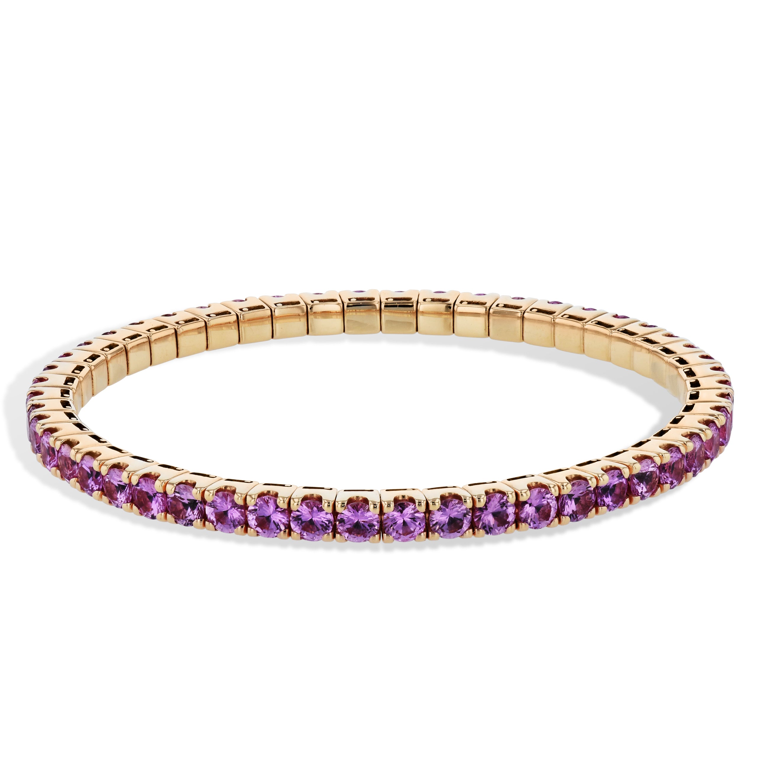 Pink Sapphire Rose Gold Stretch Tennis Bracelet Bracelets Curated by H