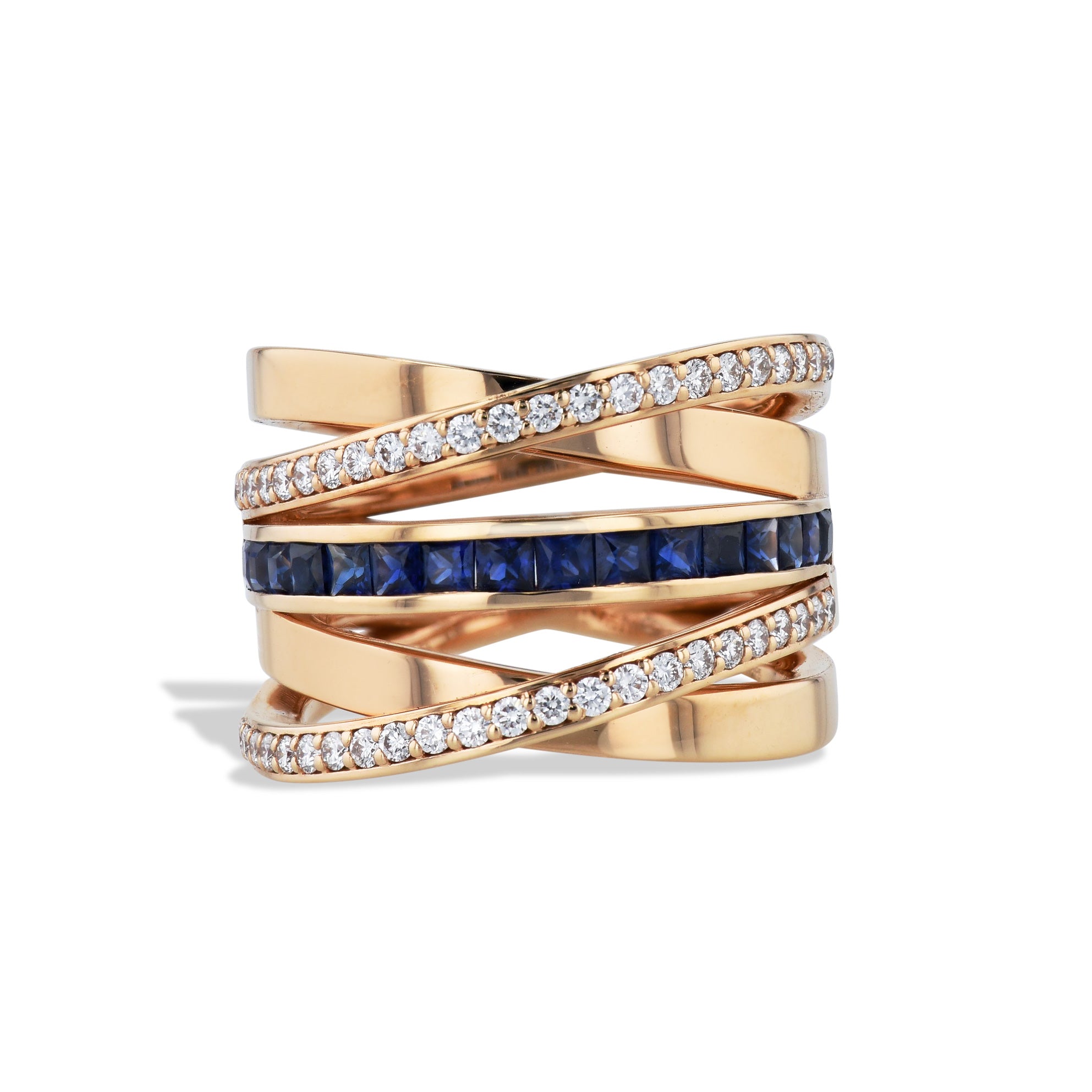 Rose Gold Channel Set Sapphire and Diamond Ring Rings Curated by H