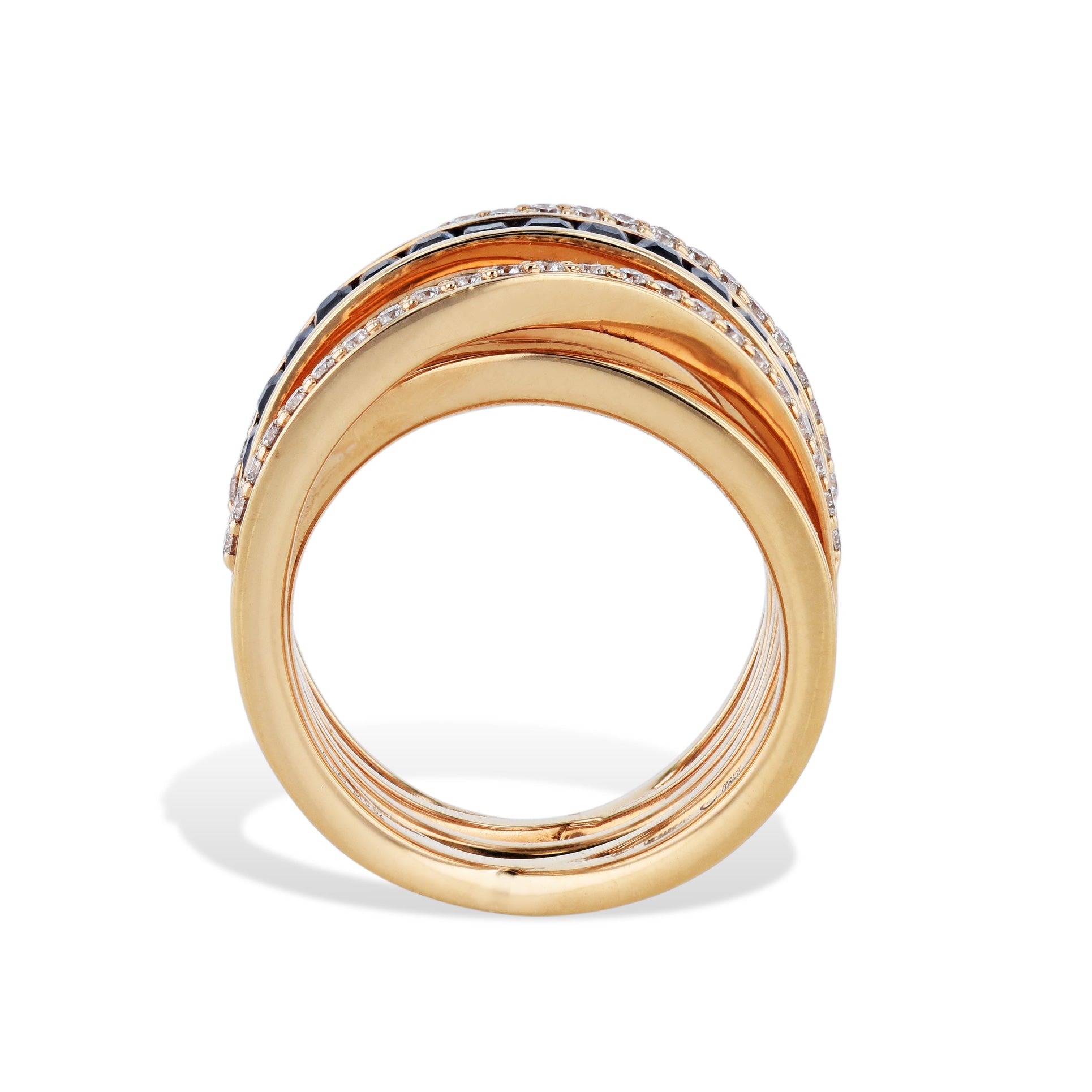 Rose Gold Channel Set Sapphire and Diamond Ring Rings Curated by H