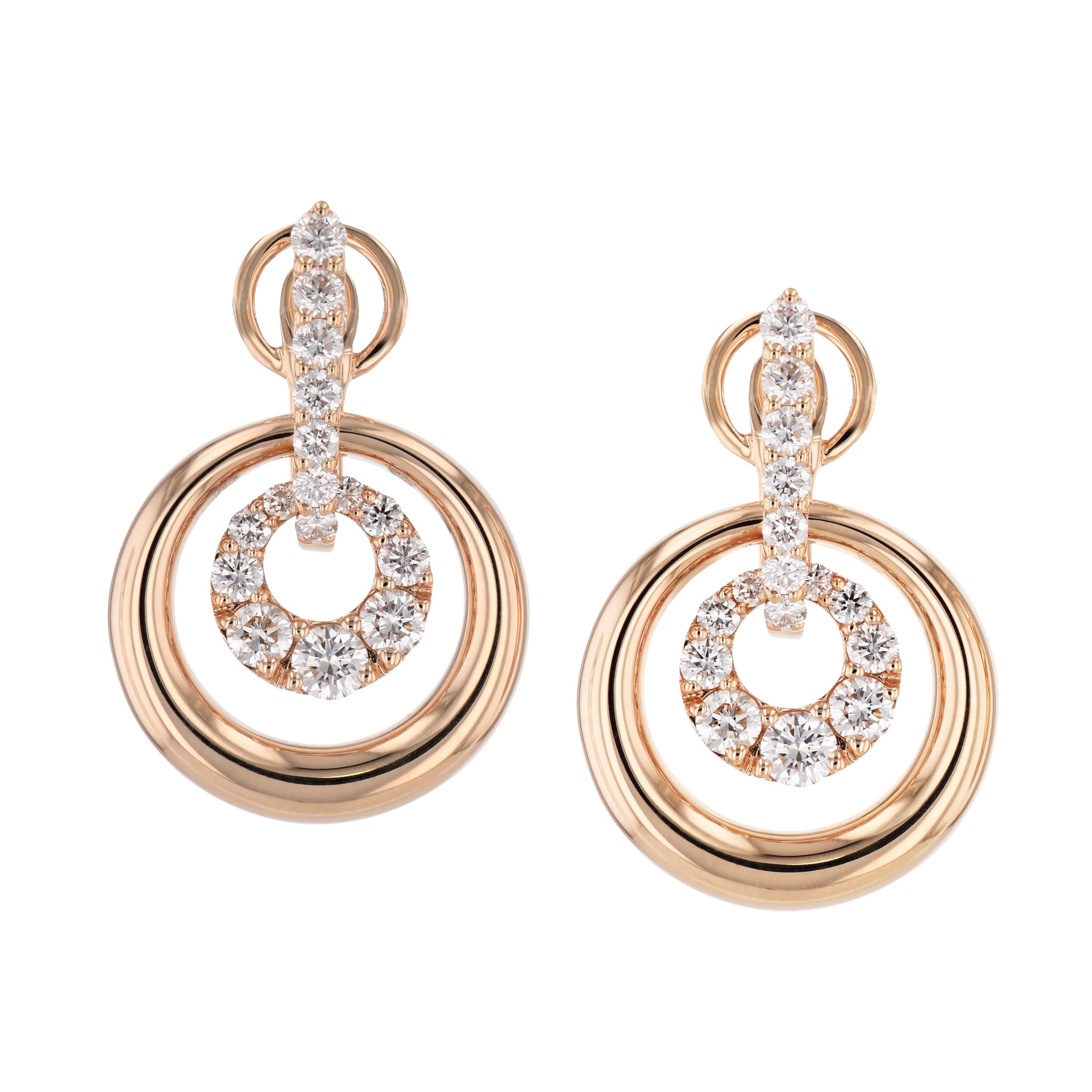 Rose Gold Diamond Pave Drop Earrings Earrings Curated by H