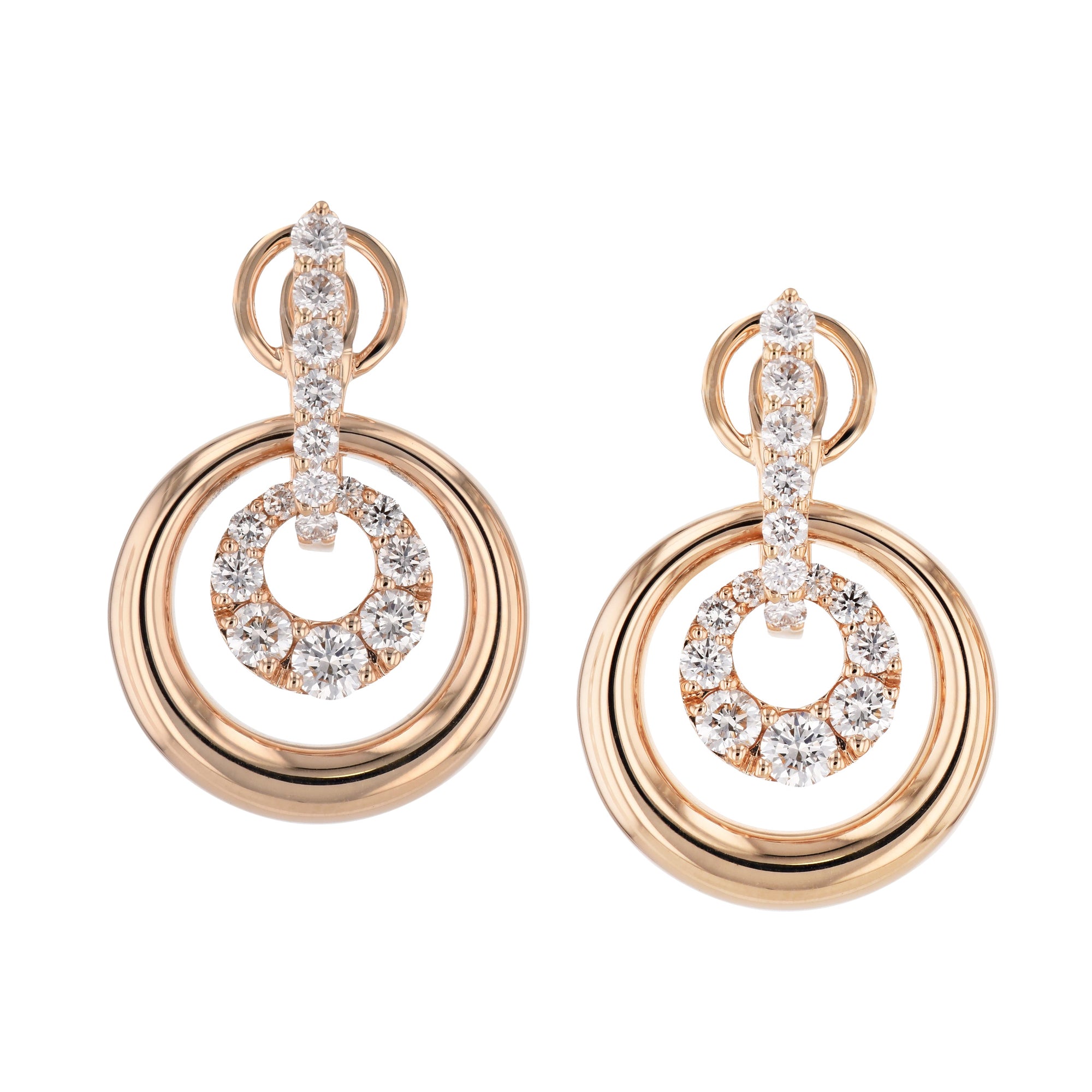 Rose Gold Diamond Pave Drop Earrings Earrings Curated by H