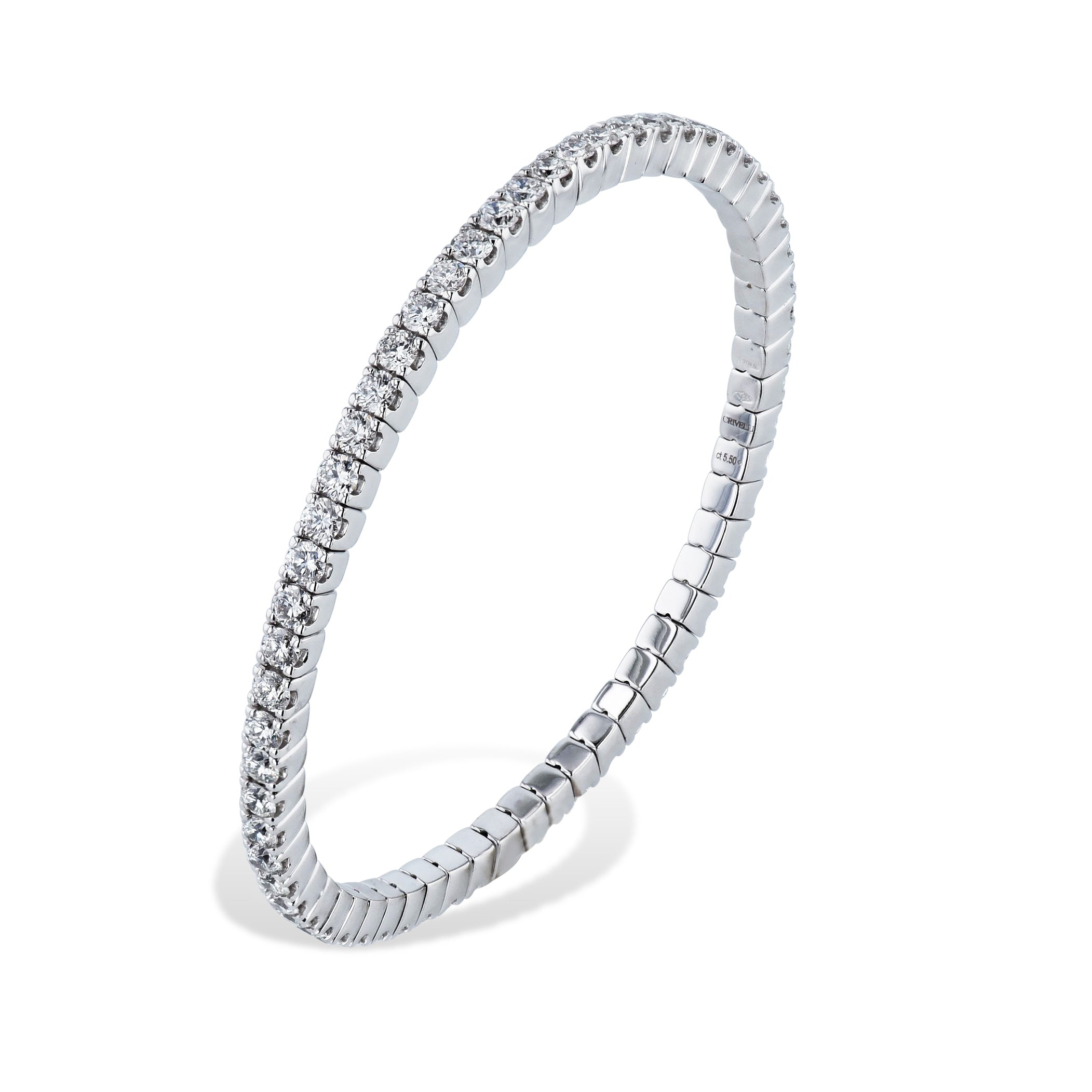 Diamond 18K White Gold Stretch Tennis Bracelet Bracelets Curated by H