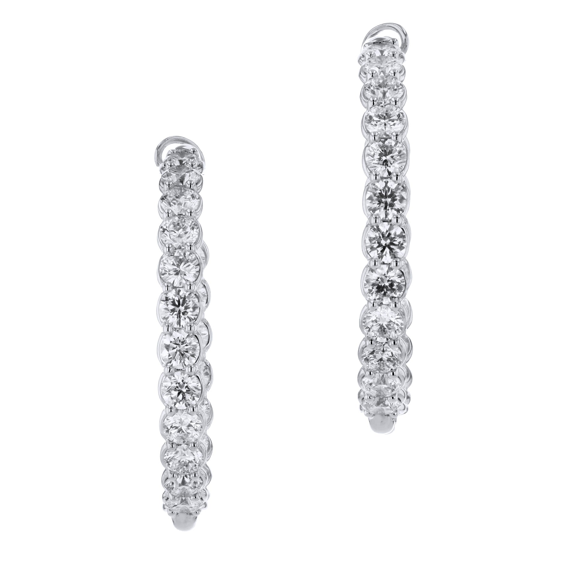 White Gold Diamond Bezel Hoop Earrings Earrings Curated by H