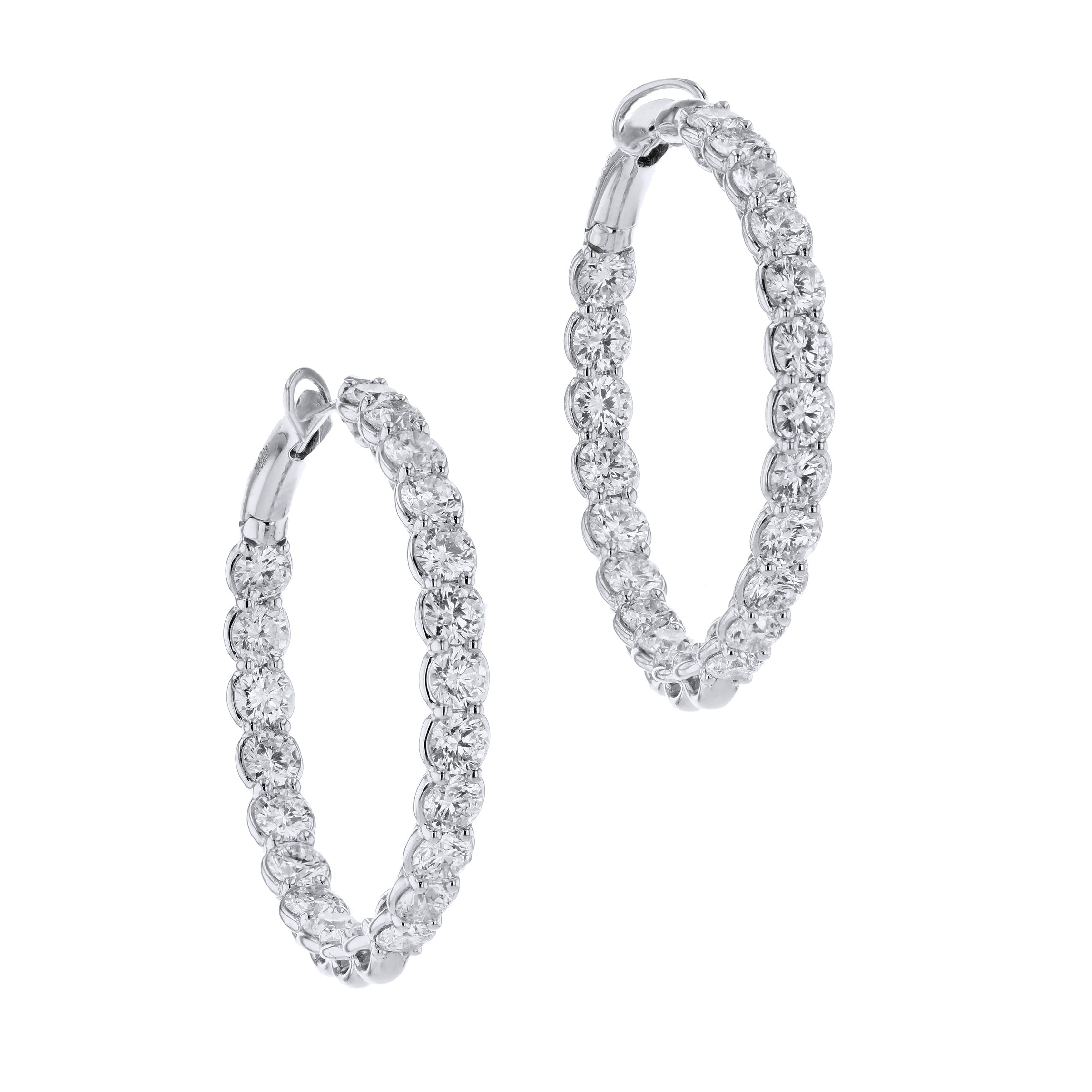 White Gold Diamond Bezel Hoop Earrings Earrings Curated by H