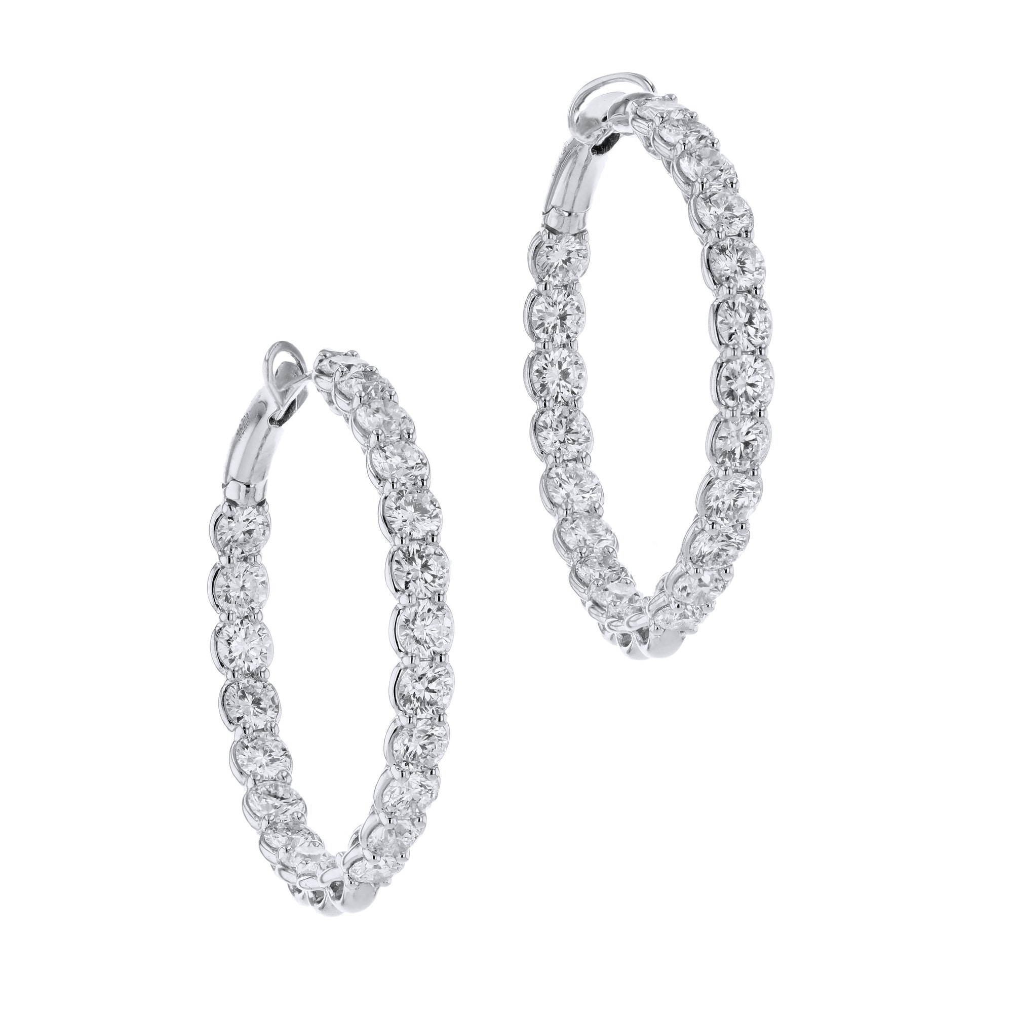 White Gold Diamond Bezel Hoop Earrings Earrings Curated by H