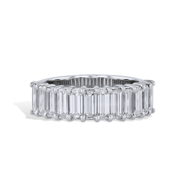 Emerald Cut Diamond Platinum Band Ring Rings H&H Jewels