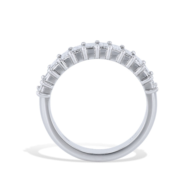 Emerald Cut Diamond Platinum Band Ring Rings H&H Jewels