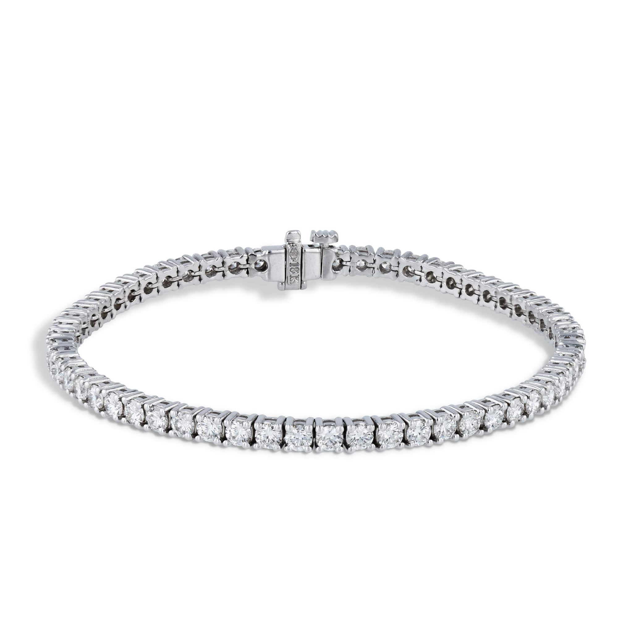 Round Brilliant Diamond White Gold Tennis Bracelet Bracelets H&amp;H Jewels