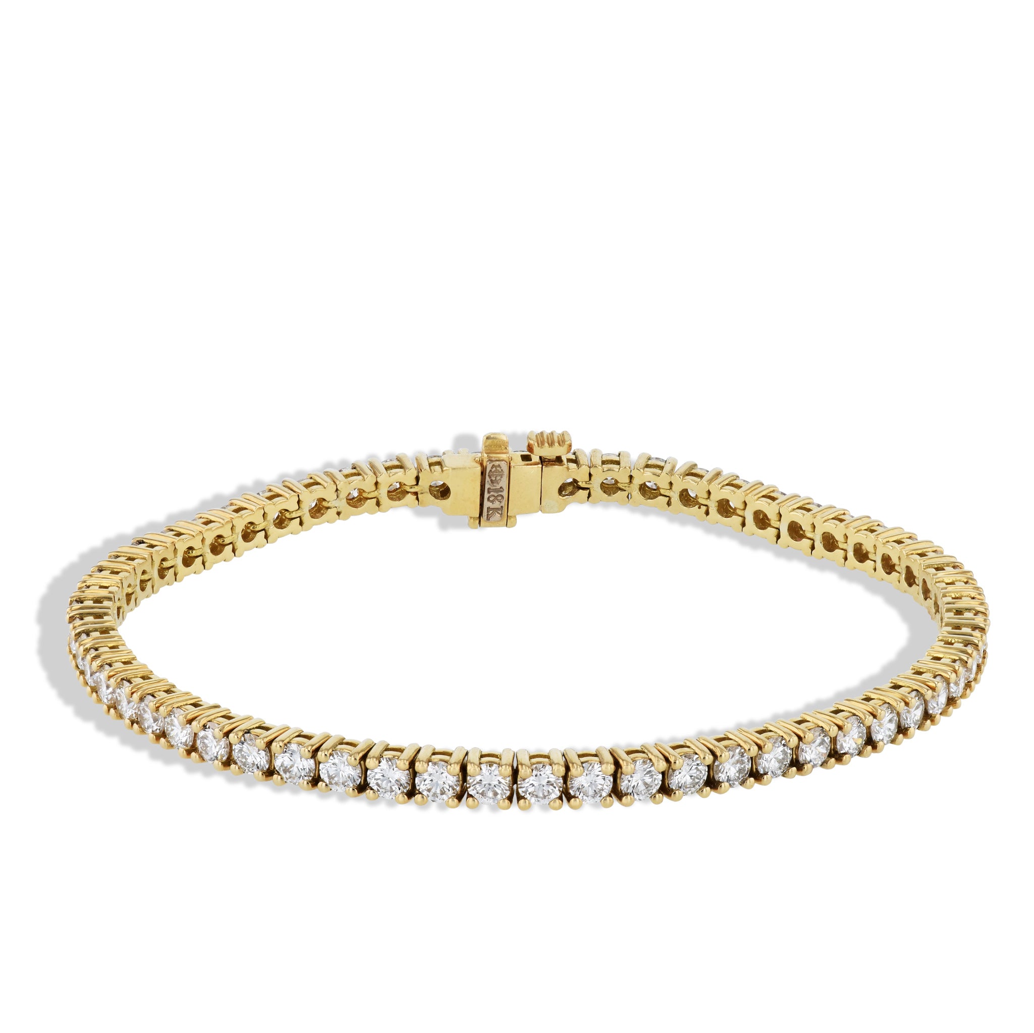 Round Diamond Yellow Gold Tennis Bracelet Bracelets H&amp;H Jewels