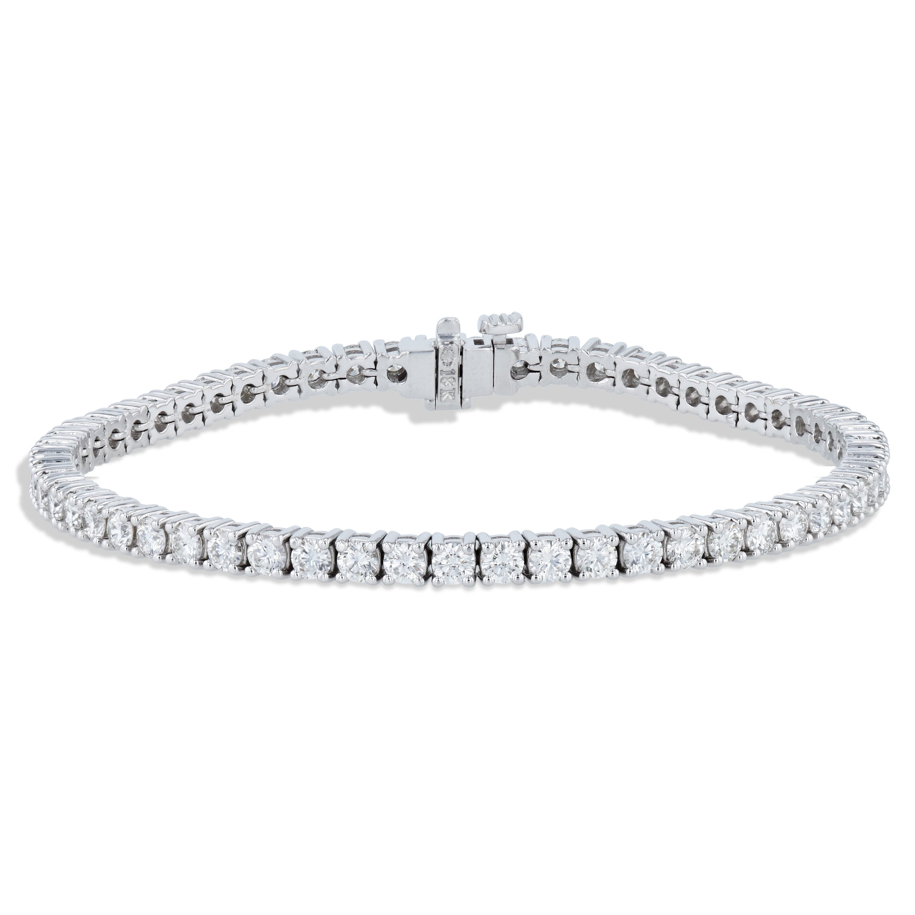 Round Diamond White Gold Tennis Bracelet Bracelets H&amp;H Jewels