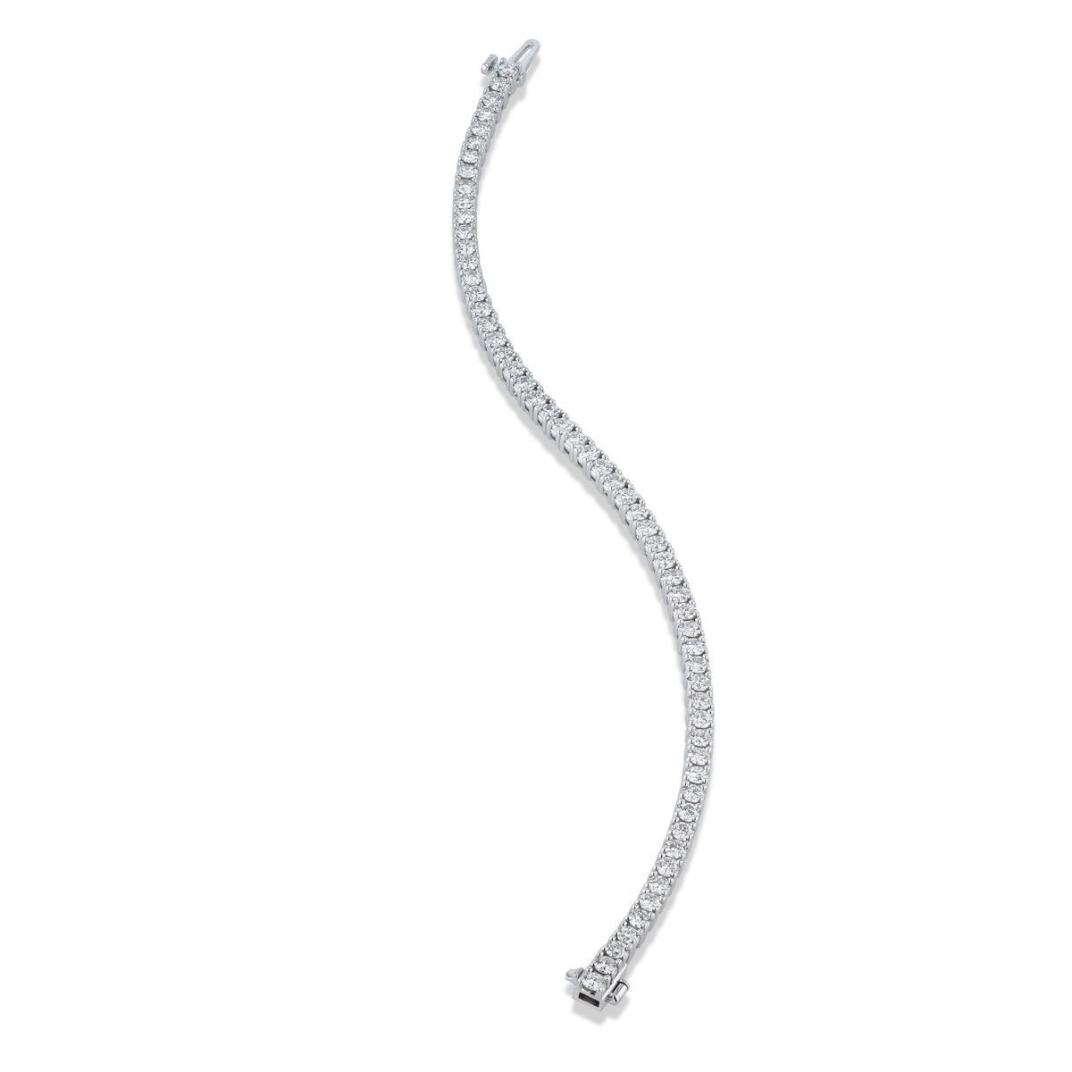 Round Diamond White Gold Tennis Bracelet - Alternate View 1