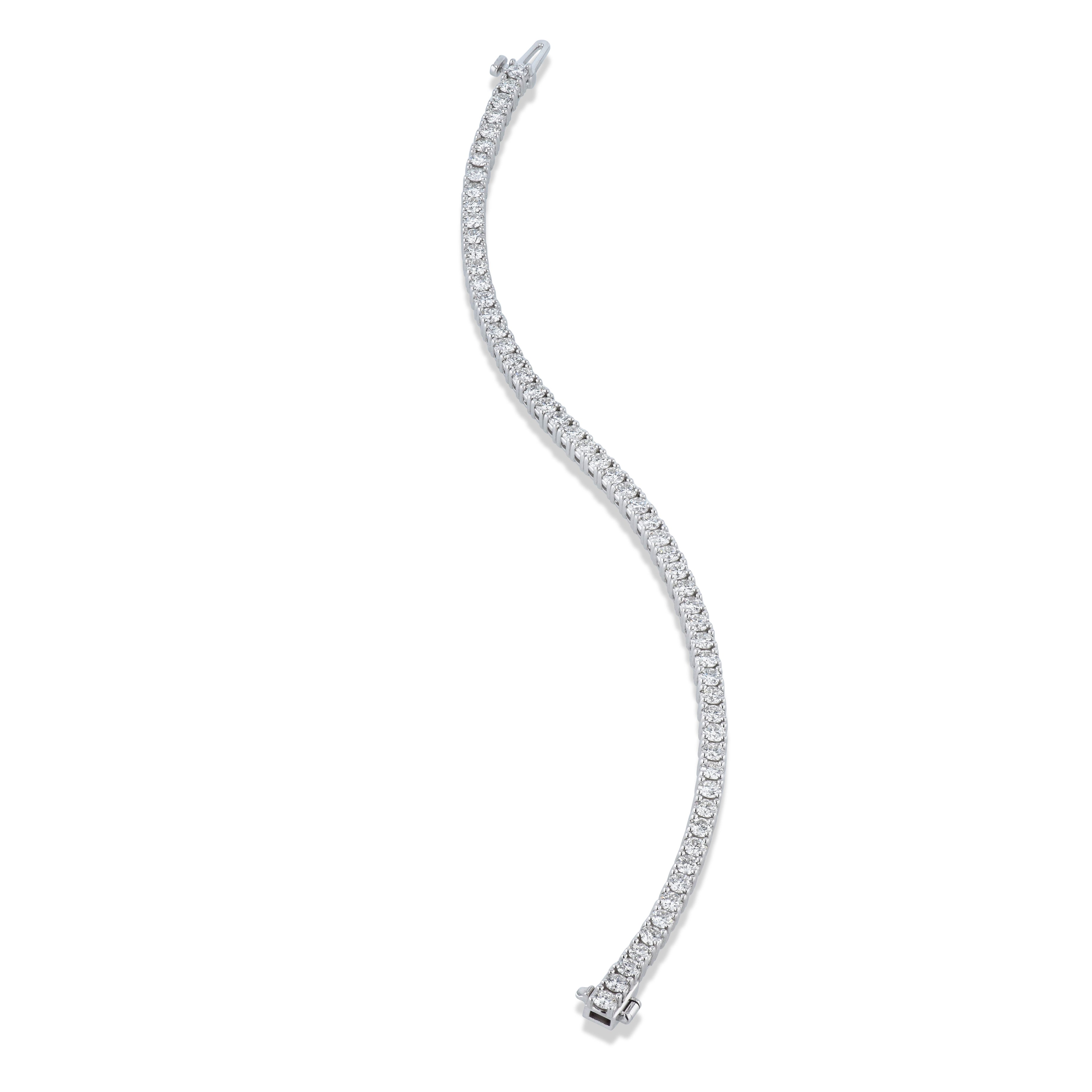 Round Diamond White Gold Tennis Bracelet Bracelets H&amp;H Jewels