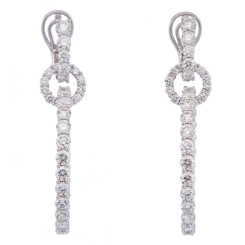 Diamond 18K White Gold Drop Earrings Earrings Curated by H