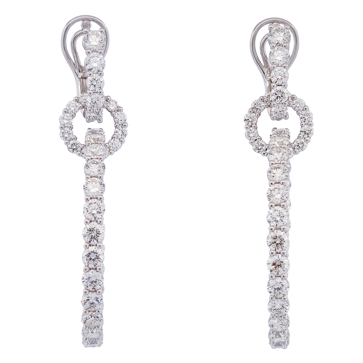 Diamond 18K White Gold Drop Earrings - Alternate View 1