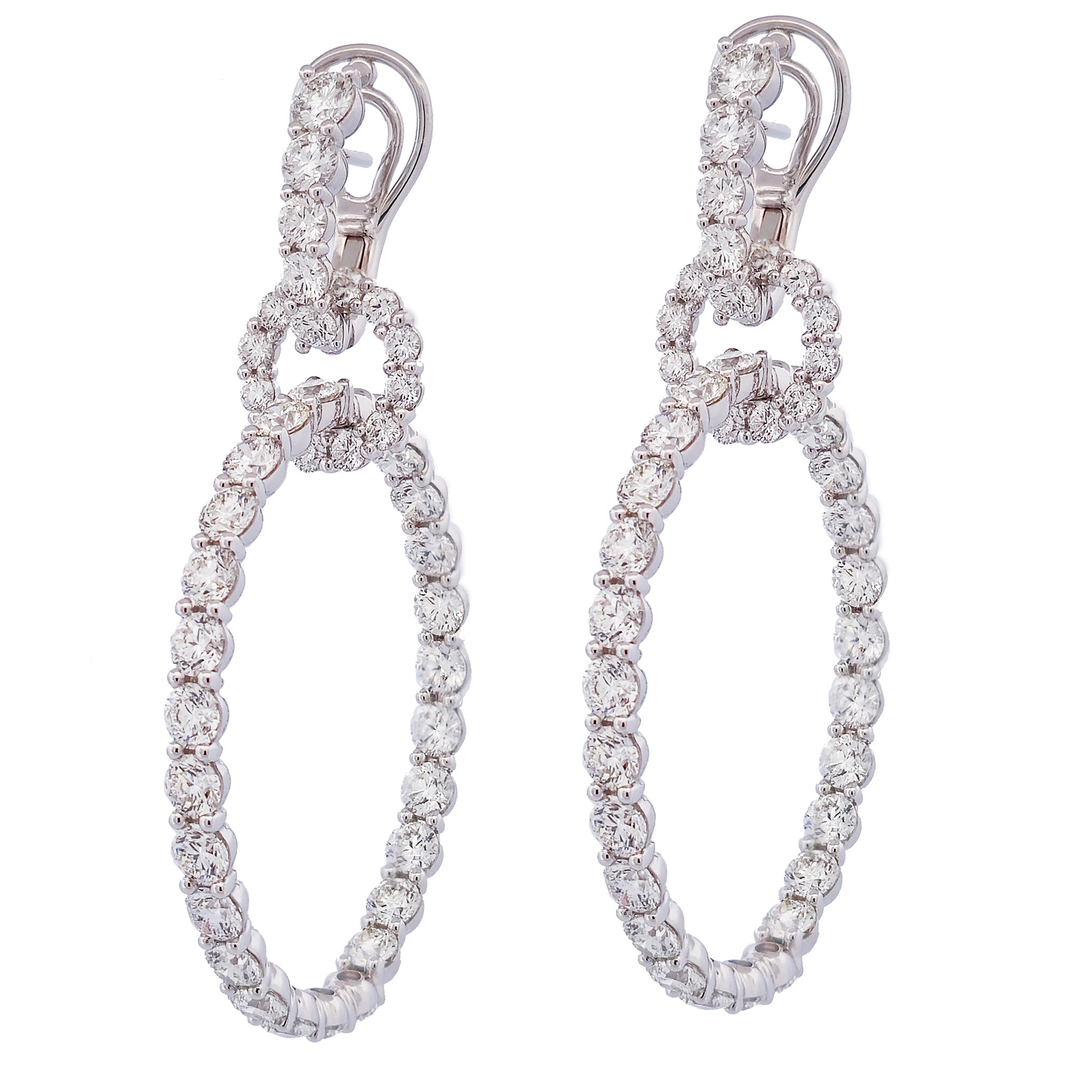 Diamond 18K White Gold Drop Earrings Earrings Curated by H